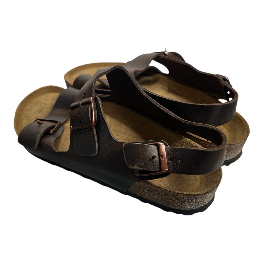 Birkenstock Milano Sandals EU 45 / US 12 - Brown Oiled Leather Soft Footbed - Picture 5 of 10